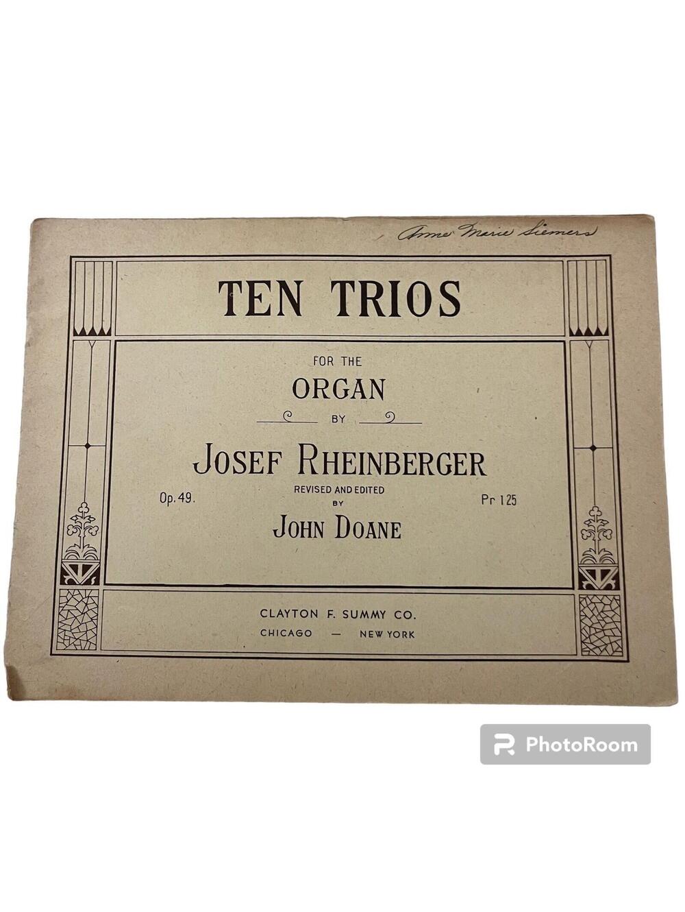 Ten Trios For The Organ Songbook John Doane 17 Pages